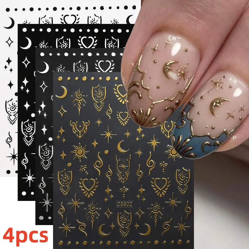 5/8Pcs 3D Hawaiian Flowers Nail Art Stickers Summer Decors with Tropical Leaves Slider Vibrant Pink & White Flowers for Parties* (ONLINE ORDER ONLY)