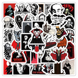 Vampire Stickers 10/30/54PCS Black Red Cartoon Scary Decals for Phone Laptop Luggage Skateboard (Online Order Only)