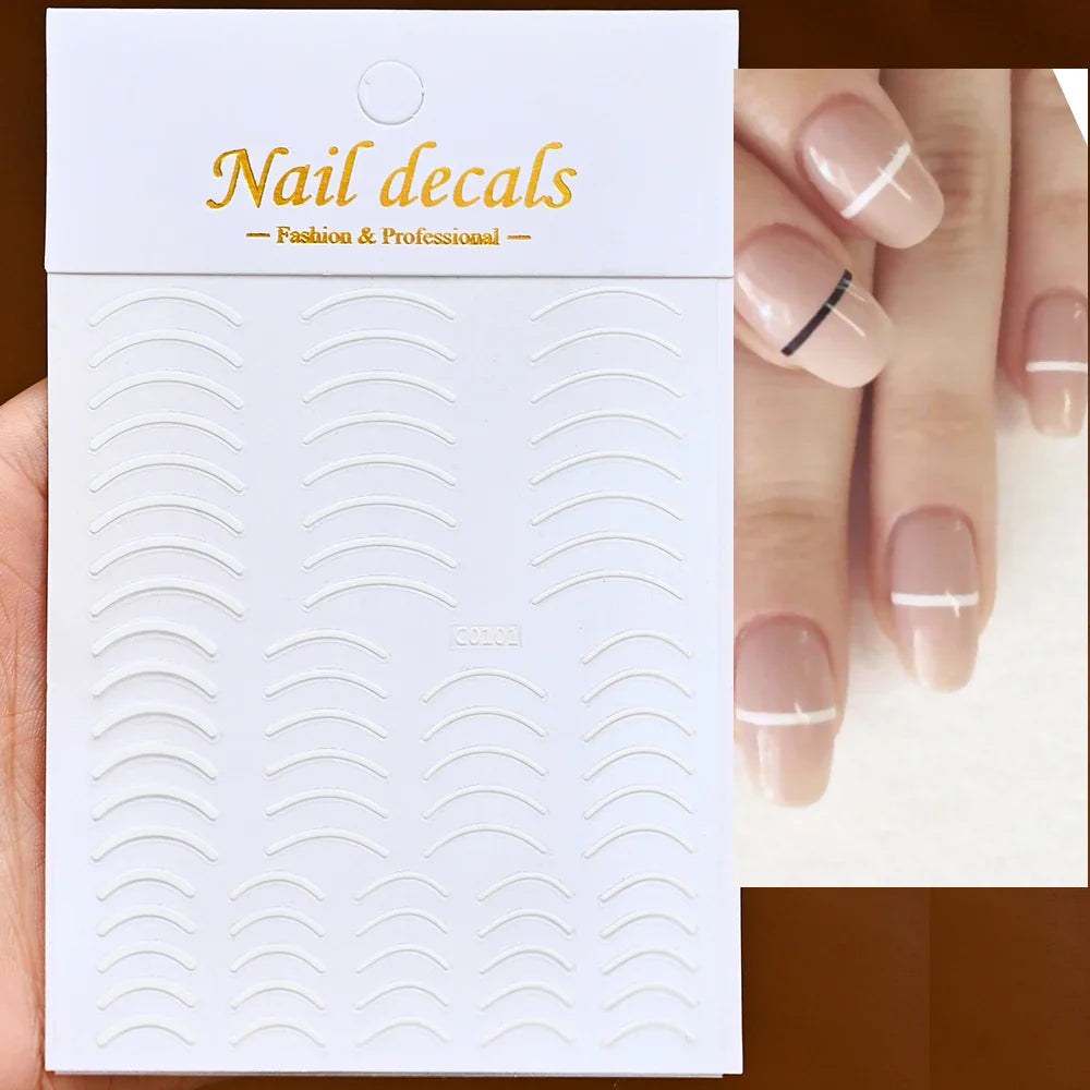 1Pc Laser Silver Gold Lines Stripe Nail Sticker Metal Strip Luxury Nails Slider Self Adhesive Slider Papers Transfer Stickers *& (Online Order Only)
