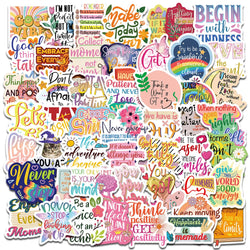 50Pcs Inspirational Quote Stickers for Helmet, Wall, DIY Decor (ONLINE ORDER ONLY)