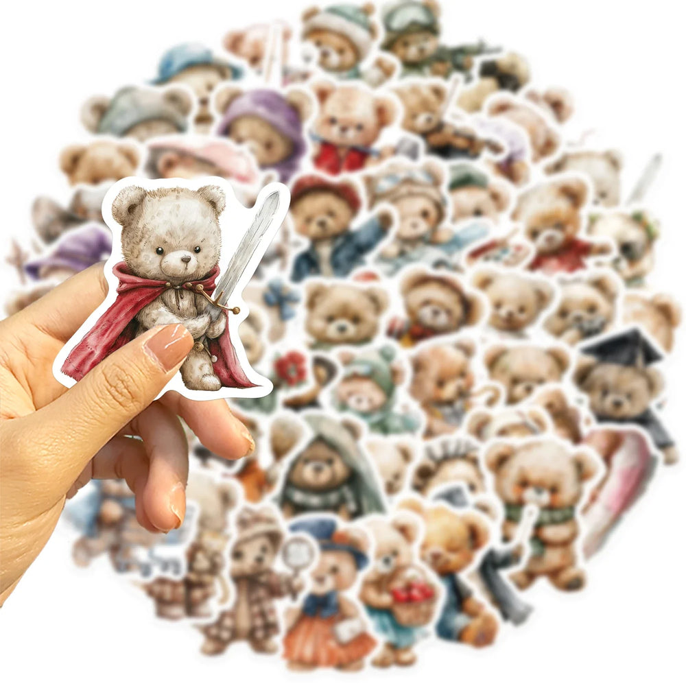 55Pcs Cute Teddy Bear Stickers Decoration for Laptop Cup Phone Case Helmet Luggage Cartoon Creative DIY Waterproof Vinyl Sticker (ONLINE ORDER ONLY)