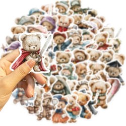 55Pcs Cute Teddy Bear Stickers Decoration for Laptop Cup Phone Case Helmet Luggage Cartoon Creative DIY Waterproof Vinyl Sticker (ONLINE ORDER ONLY)