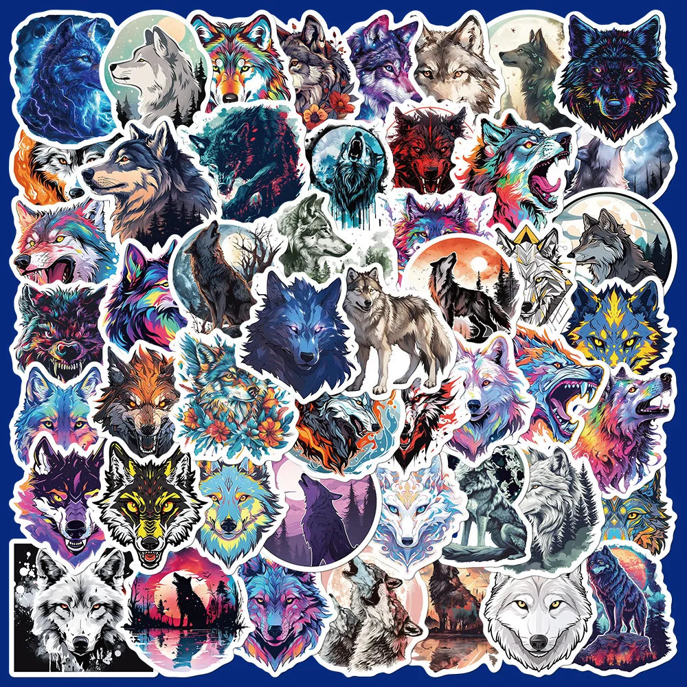 50pcs Cartoon Wolf Graffiti Stickers for Helmet, Wall, DIY Decoration (ONLINE ORDER ONLY)