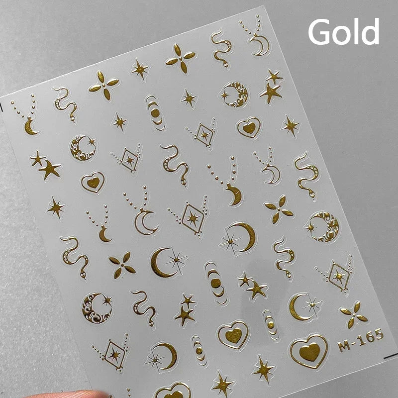 Dreamy Moon Star Cloud Butterfly Starrylight Rhinestone 5D Soft Embossed Relief Nail Art Sticker 3D Decal Decoration Manicure (ONLINE ORDER ONLY)