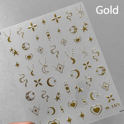 Dreamy Moon Star Cloud Butterfly Starrylight Rhinestone 5D Soft Embossed Relief Nail Art Sticker 3D Decal Decoration Manicure (ONLINE ORDER ONLY)