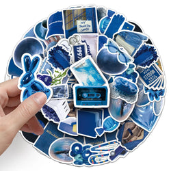 10/30/50PCS Ins Style Cartoon Blue Stickers Graffiti Decoration DIY Phone Bike Guitar Notebook Skateboard Kids Cute Decals Toys (ONLINE ORDER ONLY)