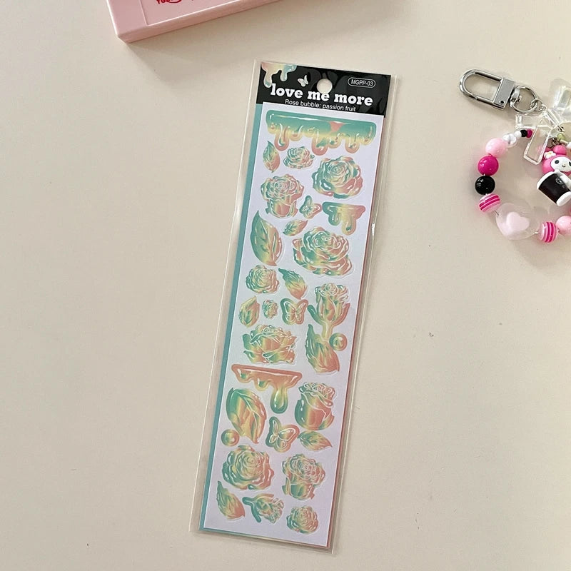 8Pcs/lot Korean ins Butterfly Rose Sticker Diary Scrapbooking DIY Album Decoration Sticker Aesthetic Stationery Art Supplies (ONLINE ORDER ONLY)