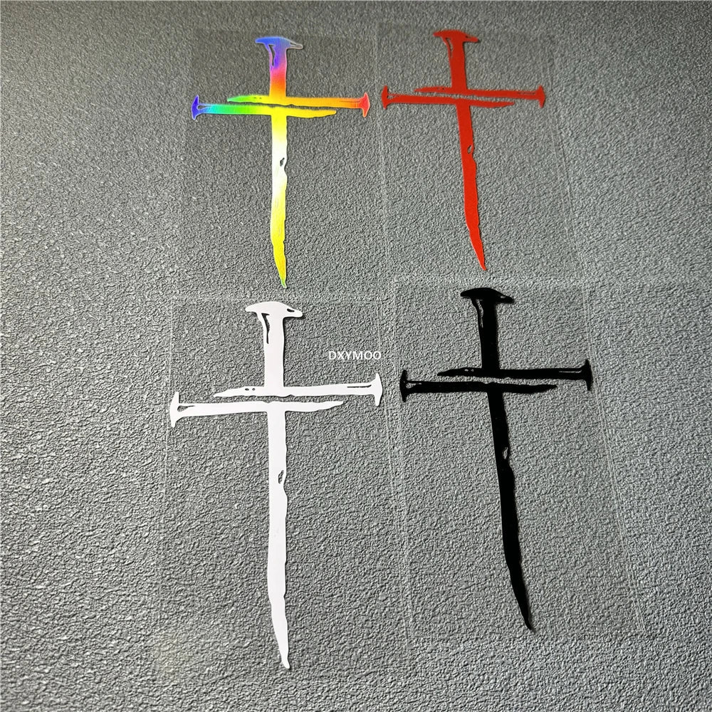 Car Stickers Jesus Cross Nails Christian Symbol God Christ Symbol Decal Motor Body Helmet Applique Auto Window Body Decals Vinyl (ONLINE ORDER ONLY)
