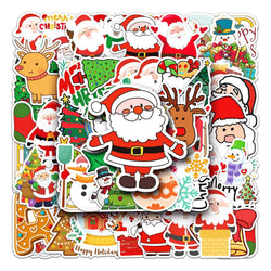 50Pcs Christmas Cartoon Waterproof Vinyl Stickers for Skateboard Snowboard (Online Order Only)