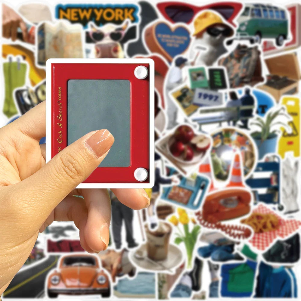 63pcs INS Harajuku Style Graffiti Stickers Decorated For Guitar Notes Luggage DIY Waterproof Laptop Water Cup Bicycle Sticker (ONLINE ORDER ONLY)