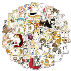 10/30/50PCS Kawaii Cartoon Cat Stickers Funny Cute Decals Decoration For Kids DIY Toys Phone Stationary Guitar Suitcase Sticker (ONLINE ORDER ONLY)