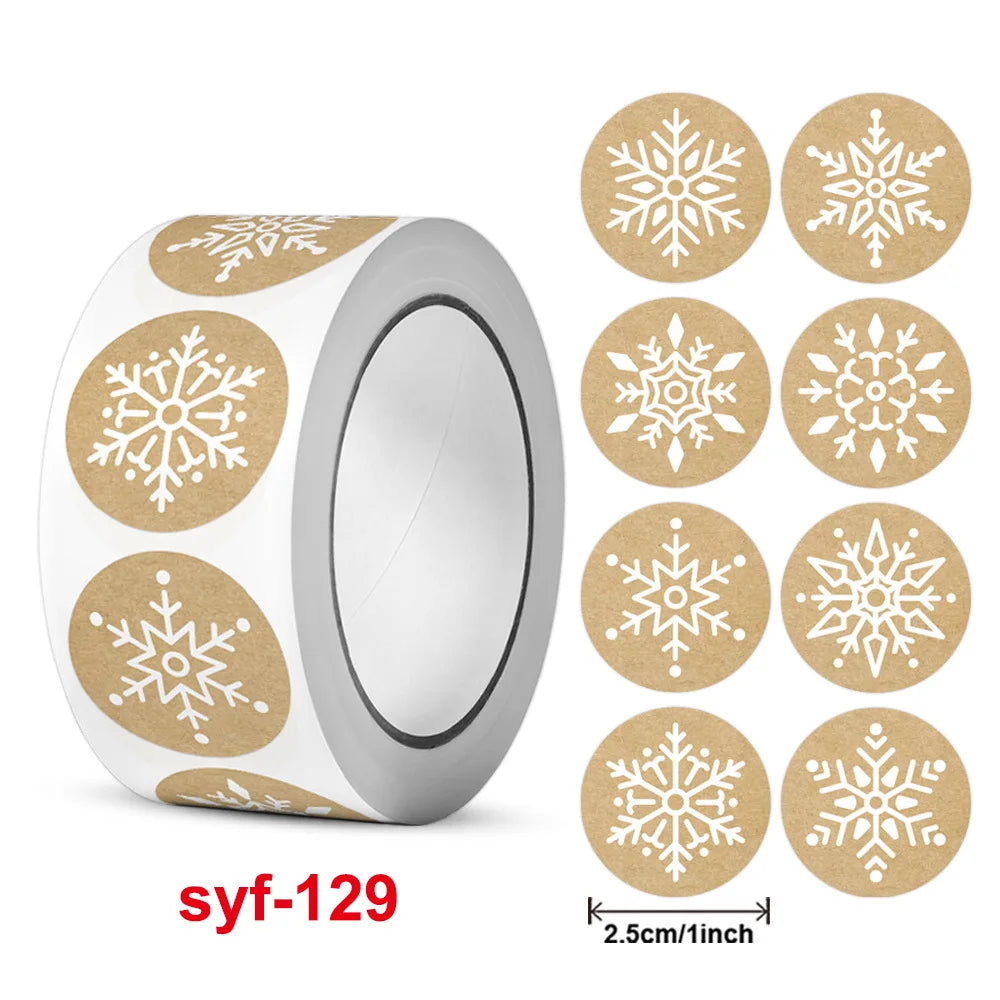 New kraft Paper Christmas White Snowflake Santa Claus Stickers Party Decoration Gift Sealer Office Stationery (ONLINE ORDER ONLY)