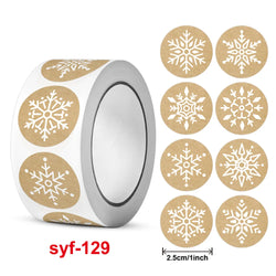 New kraft Paper Christmas White Snowflake Santa Claus Stickers Party Decoration Gift Sealer Office Stationery (ONLINE ORDER ONLY)