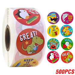 100-500pcs Reward Stickers Encouragement Sticker Roll For Kids Motivational Stickers With Cute Animals For Students Teachers (ONLINE ORDER ONLY)