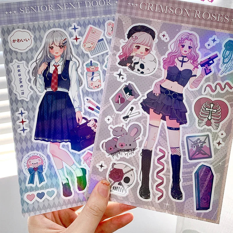 Korean ins Cute Pretty Girls Sticker Diary Scrapbooking DIY Album Decoration Sticker Aesthetic Personalized Kawaii Stationery (Online Order Only)