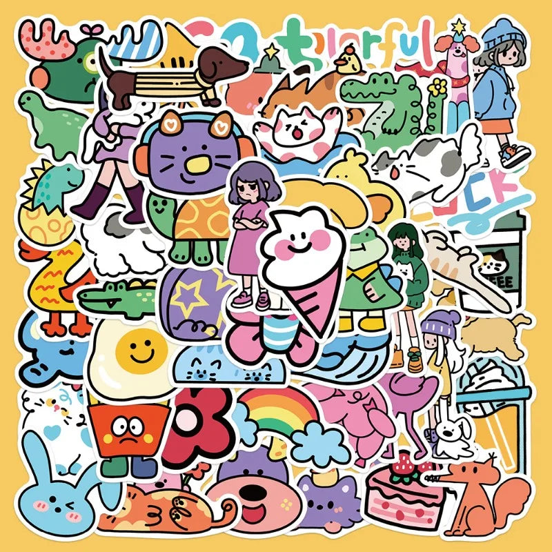 50pcs Cartoon Furry Planet Stickers for Helmet, Wall, Desktop Decoration (ONLINE ORDER ONLY)