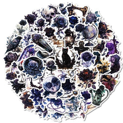 10/30/50PCS Dark Purple Rose Sticky PVC Sticker Aesthetic Children's Stationery DIY Decoration Scrapbooking School Supplies (ONLINE ORDER ONLY)