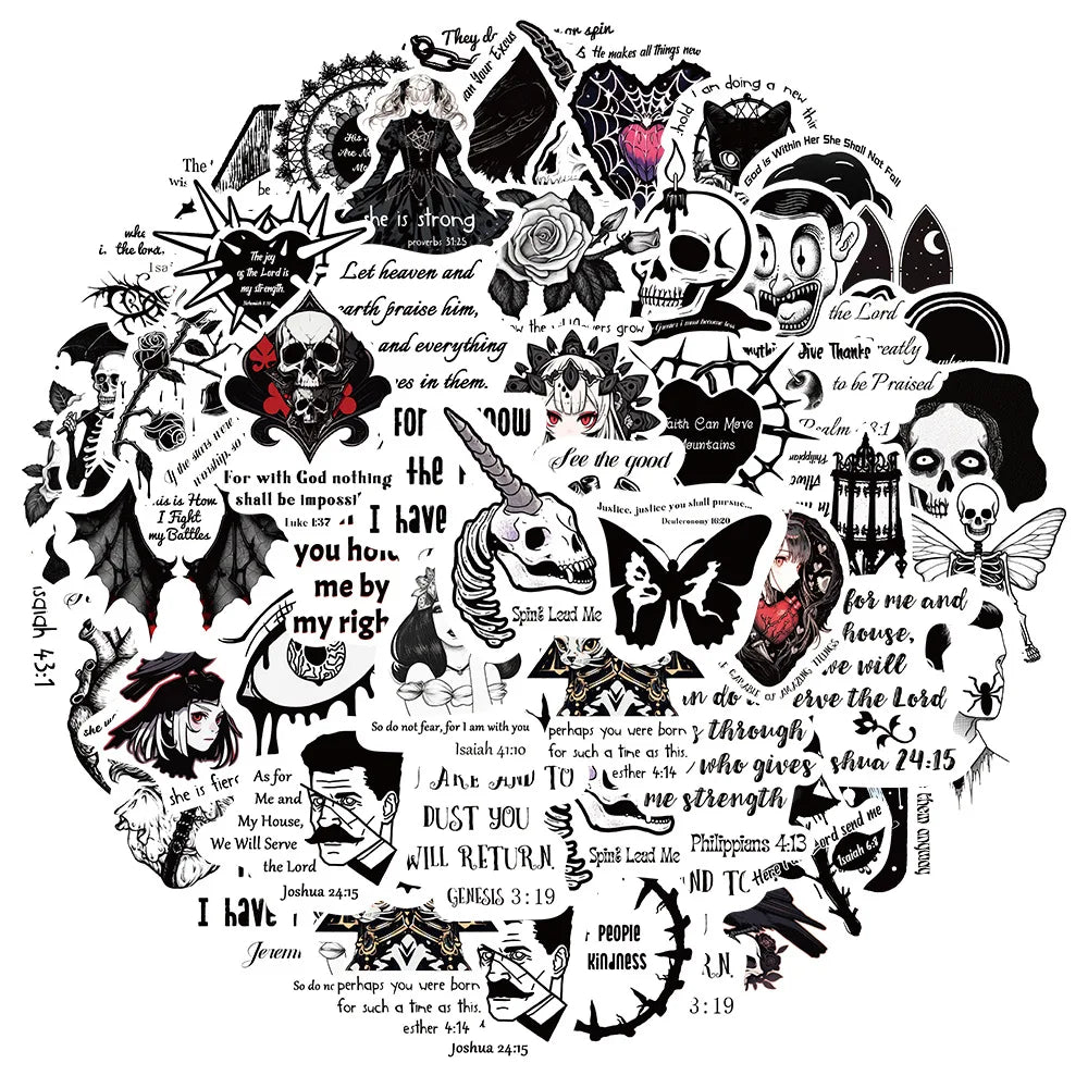 Gothic Bible Stickers Decal Set for Laptop, Car, Fridge, DIY Decor (ONLINE ORDER ONLY)