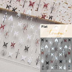Gothic Dark Spider Butterfly Cross Flame Wings Halloween Horror Rose Flower Rabbit Pumpkin Bear Nail Art Stickers Manicure Decal (ONLINE ORDER ONLY)