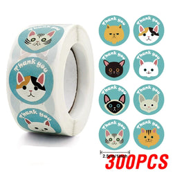100-500pcs Thank You Cats Stickers For Kids Reward Stickers Thanksgiving Labels Toys 6 Beautiful Designs Stationery stickers (ONLINE ORDER ONLY)