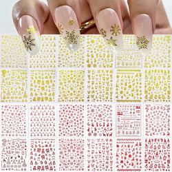 12pcs Cute Christmas Nail Decals Santa Claus Elk Penguin Snowman Cartoon Nail Stickers 3D Self-adhesive Sliders Manicure Decor * (Online Order Only)