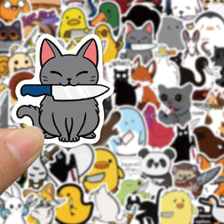 60PCS The Animal With The Knife Sticker Waterproof Vinyl Laptop Decorations DIY for Skateboard Stickers for Adults (Online Order Only)