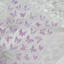 1pcs Pink Christmas Nail Stickers Shiny Shell Light Nail Art Parts Stickers Cute Snowflakes Star Wreath Nail Decorations Decals* (ONLINE ORDER ONLY)