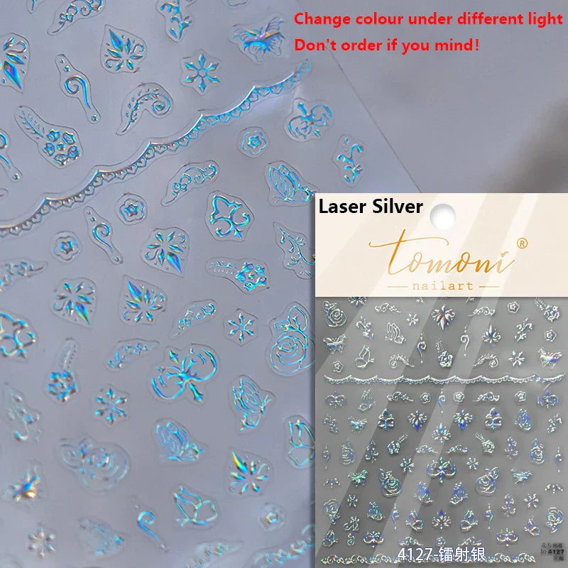 Metal Snake Flower Pattern Stars Eye Pot Moon Butterfly Story Retro Meteor Candle Hourglass Nail Art Sticker Manicure Tool Decal (ONLINE ORDER ONLY)