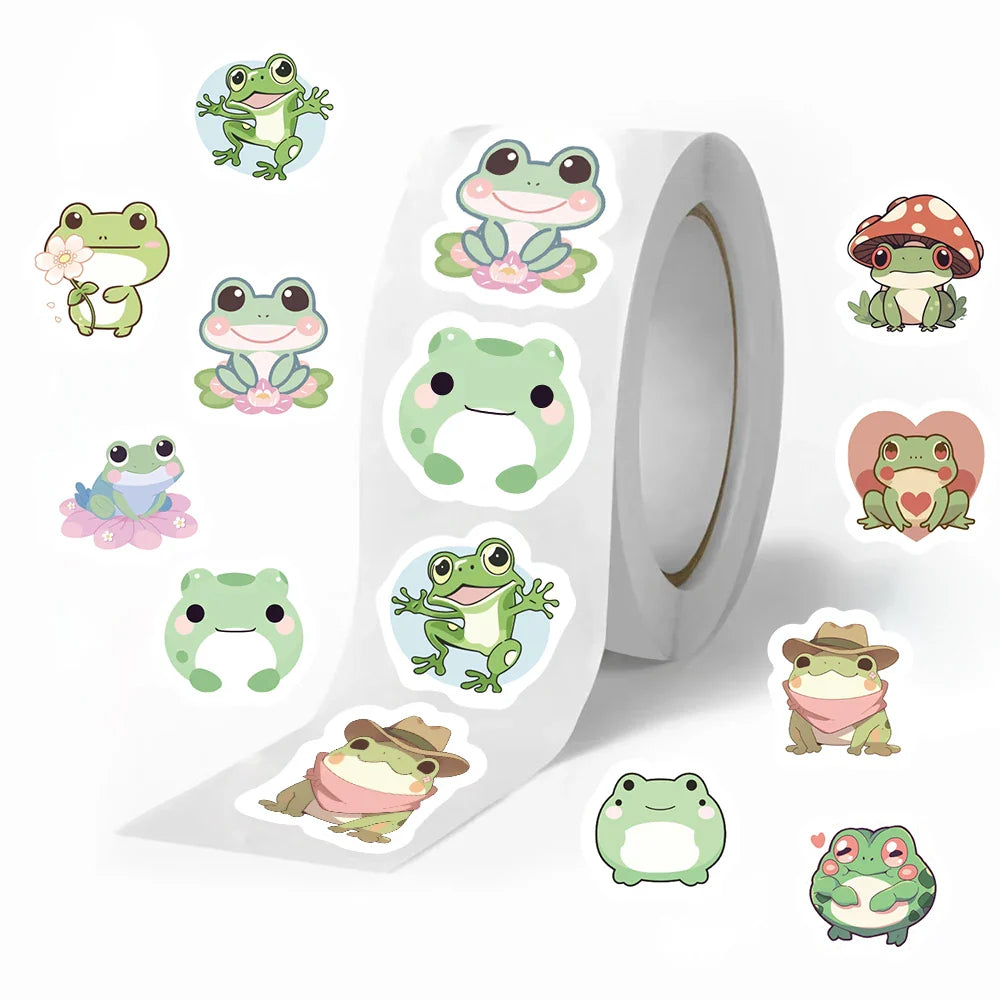 500pcs Cartoon Frog Sticker Kids Reward Sticker Toys Gift Decoration Label Teacher Encouragement Student Stationery Stickers (ONLINE ORDER ONLY)