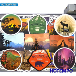 50PCS World Travel Stickers Climbing Camping Hiking Outdoor Adventure Decals for DIY Phone Laptop Luggage Motorcycle Car Sticker (ONLINE ORDER ONLY)