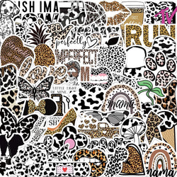 50Pcs Fashion Sexy Leopard Print Animal Sticker Irregular Phone Computer Luggage Motorcycle Helmet Decorative Sticker Decal (Online Order Only)