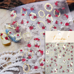Watercolor Style Colourful Rose Flower Embossment Romantic Garden 5D Self Adhesive Nail Art Decoration Stickers Manicure Decals (ONLINE ORDER ONLY)