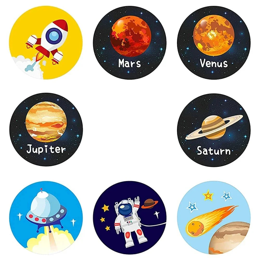 100-500 Pcs Universe Outer Space Stickers Solar System Earth Mars Jupiter Planet DIY Sealing Children's Decals Stationery Toy (ONLINE ORDER ONLY)