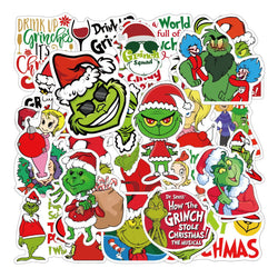 10/30/50PCS The Grinch Movie Stickers Funny Cartoon Sticker Christmas Graffiti Decals Luggage Laptop Guitar Car Bike Kids Toys (ONLINE ORDER ONLY)