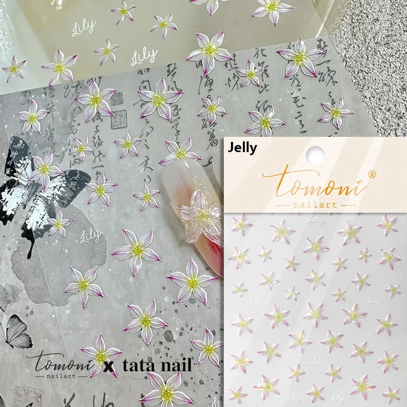 Dried Flowers Rose Butterfly Love Heart Golden Stroke Flying Crane Silver Adhesive Nail Art Stickers Rhinestone Manicure Decals (ONLINE ORDER ONLY)