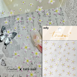 Dried Flowers Rose Butterfly Love Heart Golden Stroke Flying Crane Silver Adhesive Nail Art Stickers Rhinestone Manicure Decals (ONLINE ORDER ONLY)