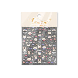 Cream Wind Cat Rabbit Kitten Bunny Bowknot Flower Butterfly Cake Cherry Tulip 5D Self Adhesive Nail Art Stickers Manicure Decals (Online Order Only)