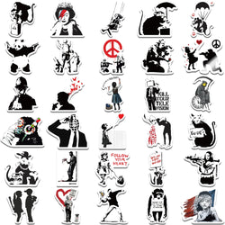 67PCS Banksy Sculptures Flower Thrower Stickers Cool Street Art Graffiti Decals for Luggage Laptop Skateboard Phone Bicycle (Online Order Only)