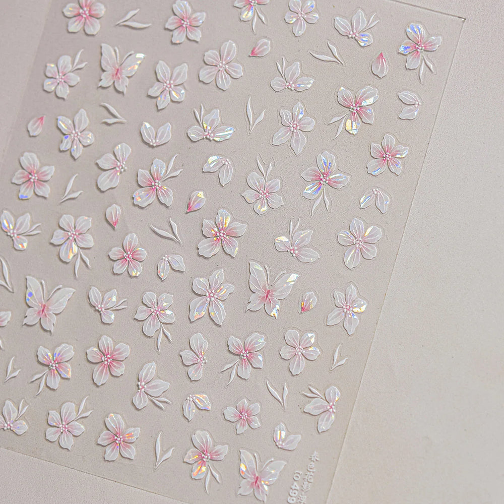 Embossed Flower Pink Butterfly Lucky Peach Blossom Chic Spring Petal 5D Soft Relief Adhesive Nail Art Stickers Manicure Decals (Online Order Only)