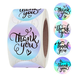 500 Pcs 1.5inch/3.8cm Round Laser English Thank You Gift Seal Sealing Stickers with Waterproof Wedding Holiday Label (ONLINE ORDER ONLY)