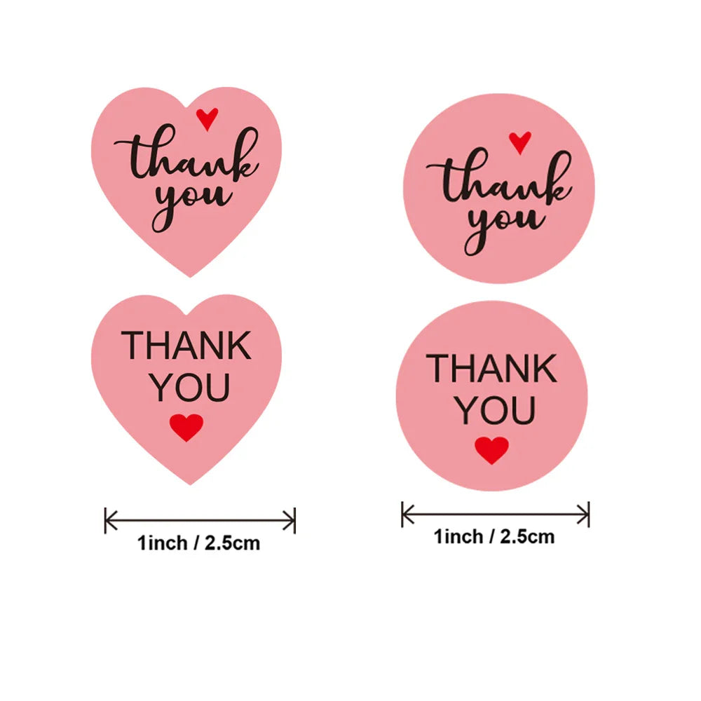 500pcs/roll Heart Stickers Thank You Stickers For Business Merci Packaging Stickers Rolling Love For Packaging Decoration (ONLINE ORDER ONLY)