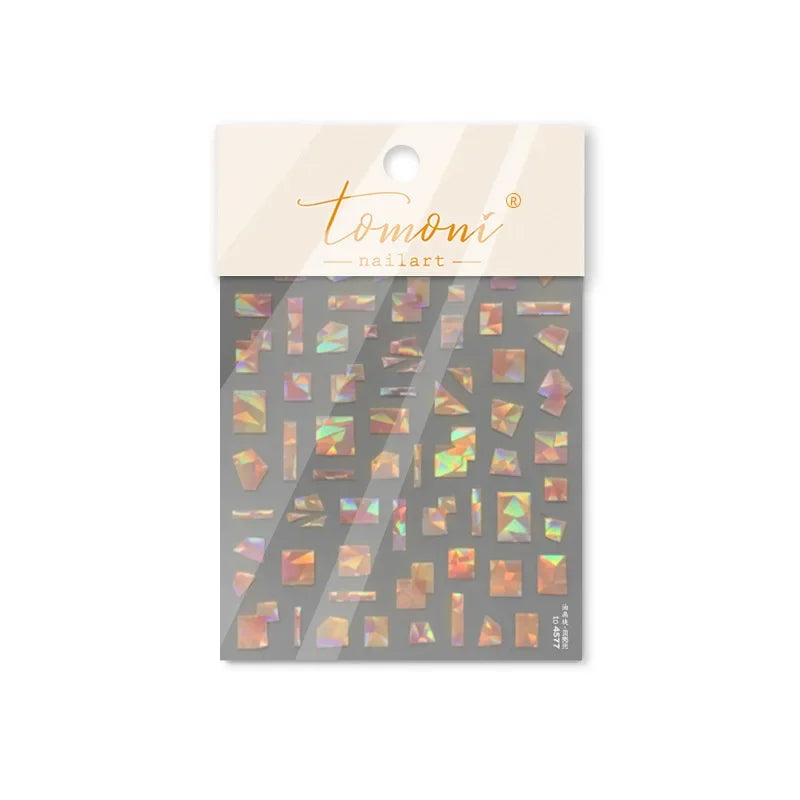 Shiny Colorful Color Block Fragment Square Fragment Grid Rhombus 3D Self Adhesive Nail Art Stickers Rhinestone Manicure Decals (Online Order Only)