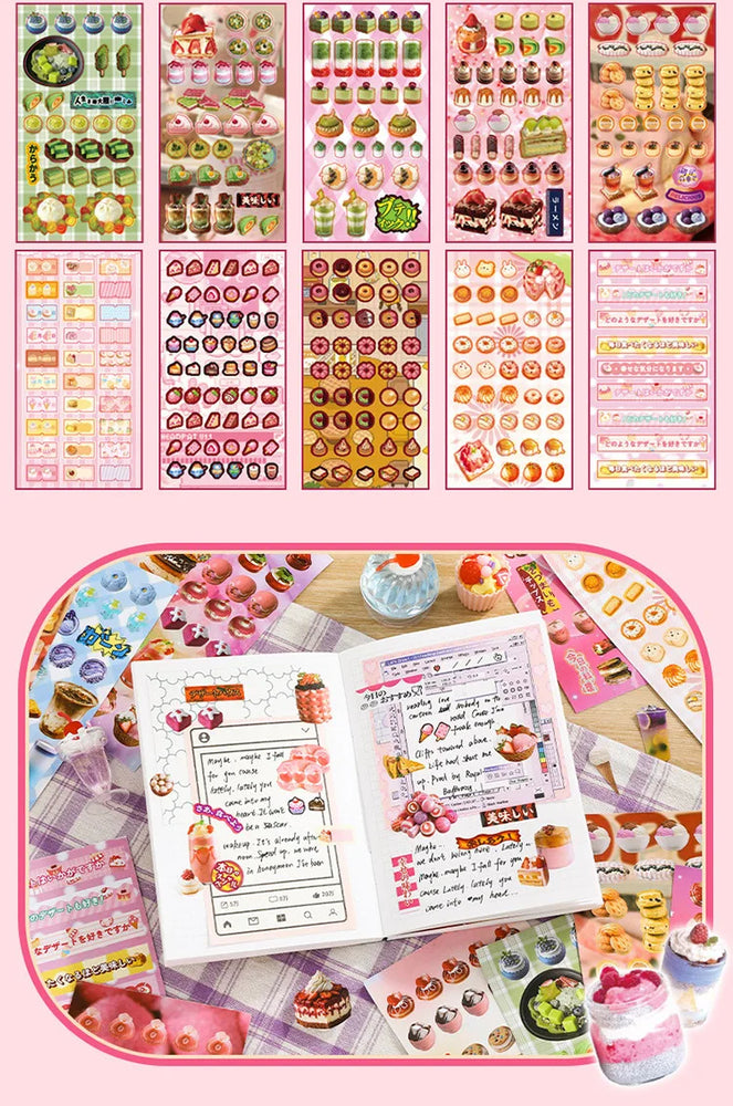 25 Pages Ins Retro Cute Food Cake Decorative Stickers Book Scrapbooking Phone Case DIY Journal Collage Material Sticker Gift (ONLINE ORDER ONLY)