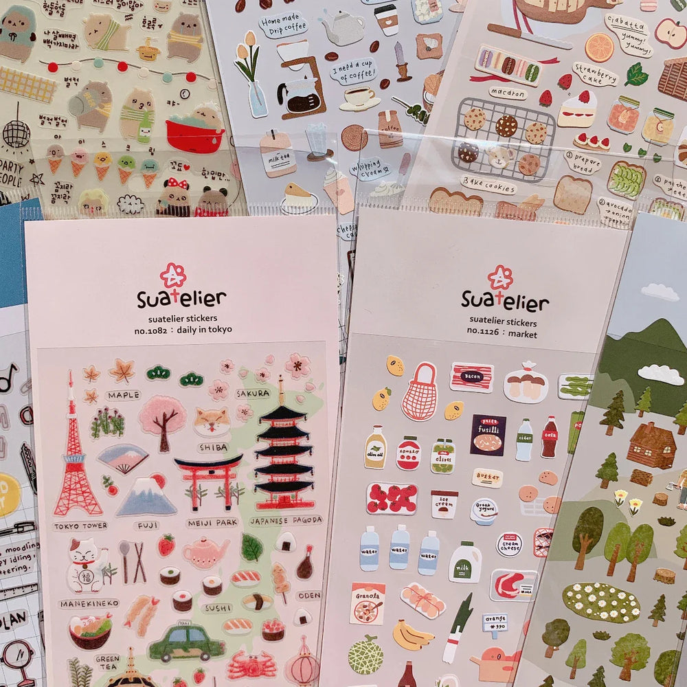 Suatelier Kawaii Stickers: Cute Food, Animals, Scrapbooking, DIY Journal Stationery (Online Order Only)
