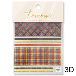 Geometric French Style Colorful Square Grid Rhombus Line Stripe Bowknot 3D Self Adhesive Nail Art Stickers Shiny Manicure Decals (ONLINE ORDER ONLY)