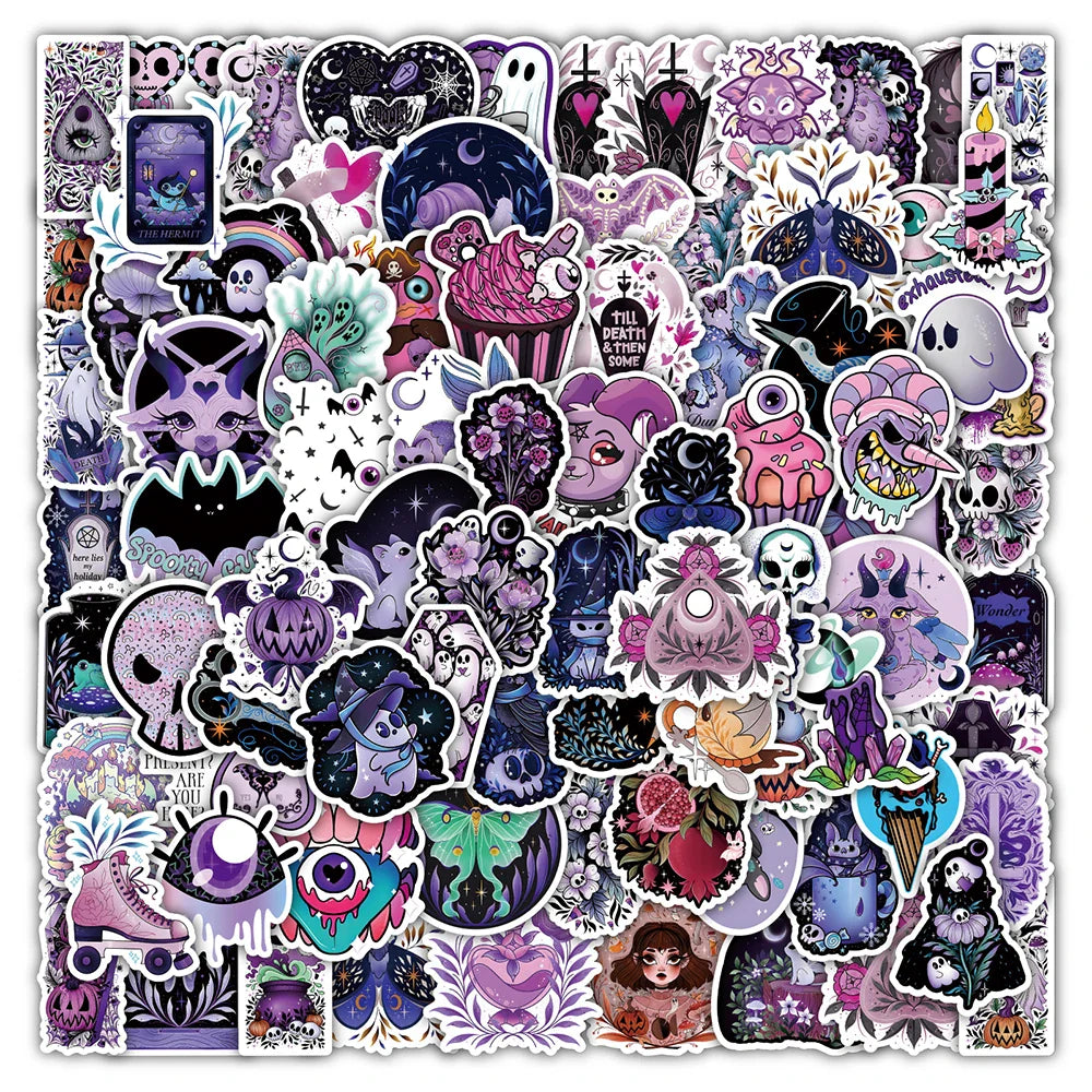 10/30/50/100PCS Horror Gothic Witch Halloween Cartoon Stickers Aesthetic Graffiti DIY Motorcycle Phone Laptop Wall Decal Kid Toy (ONLINE ORDER ONLY)