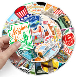 American Landmark Stickers: 10/30/50PCS Decals for Scrapbook, Luggage, Laptop, Guitar, Car, Bike, Skateboard (Online Order Only)