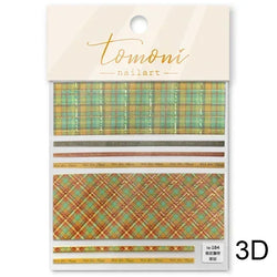 Geometric French Style Colorful Square Grid Rhombus Line Stripe Bowknot 3D Self Adhesive Nail Art Stickers Shiny Manicure Decals (ONLINE ORDER ONLY)