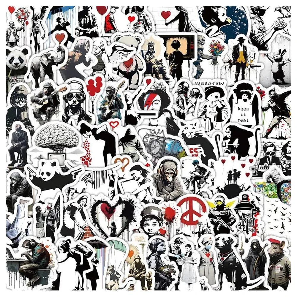 10/30/50/100pcs Cartoon Banksy Street Art Graffiti Stickers Decals Kids Toys Notebook Laptop Phone Notebook Decoration Sticker (Online Order Only)
