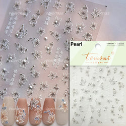 Oil Painting Style Rose Camellia Flower Vase Romantic Candle Holder Bowknot Embossed Adhesive Nail Art Stickers Manicure Decals (ONLINE ORDER ONLY)